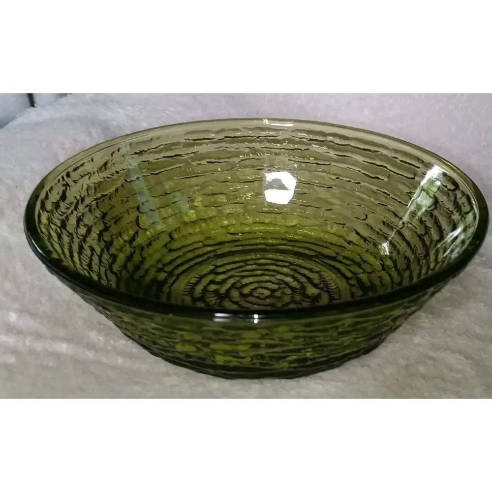 Vtg Anchor Hocking Glassware Avocado Green Soreno 6